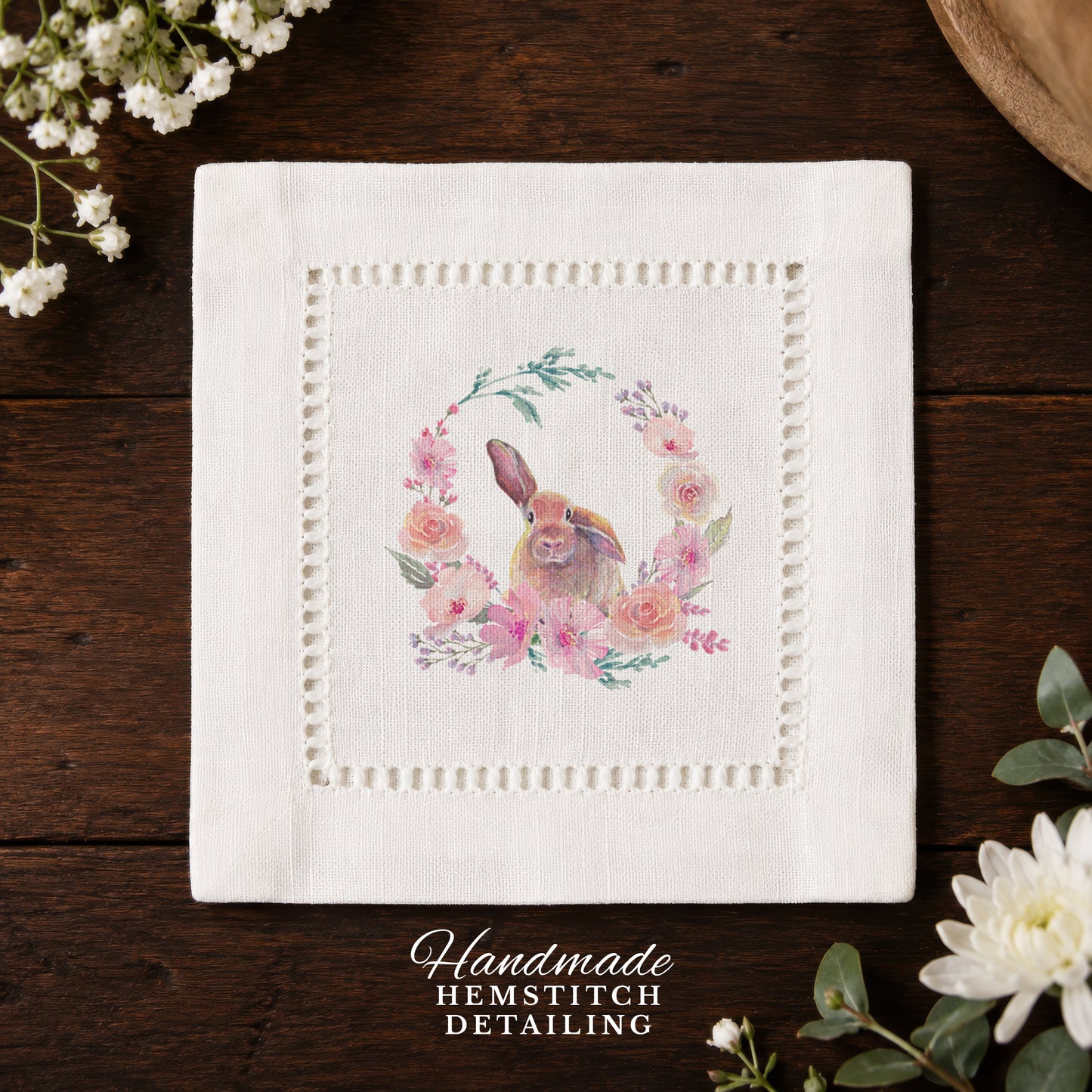 Bunnies Hemstitch Napkins