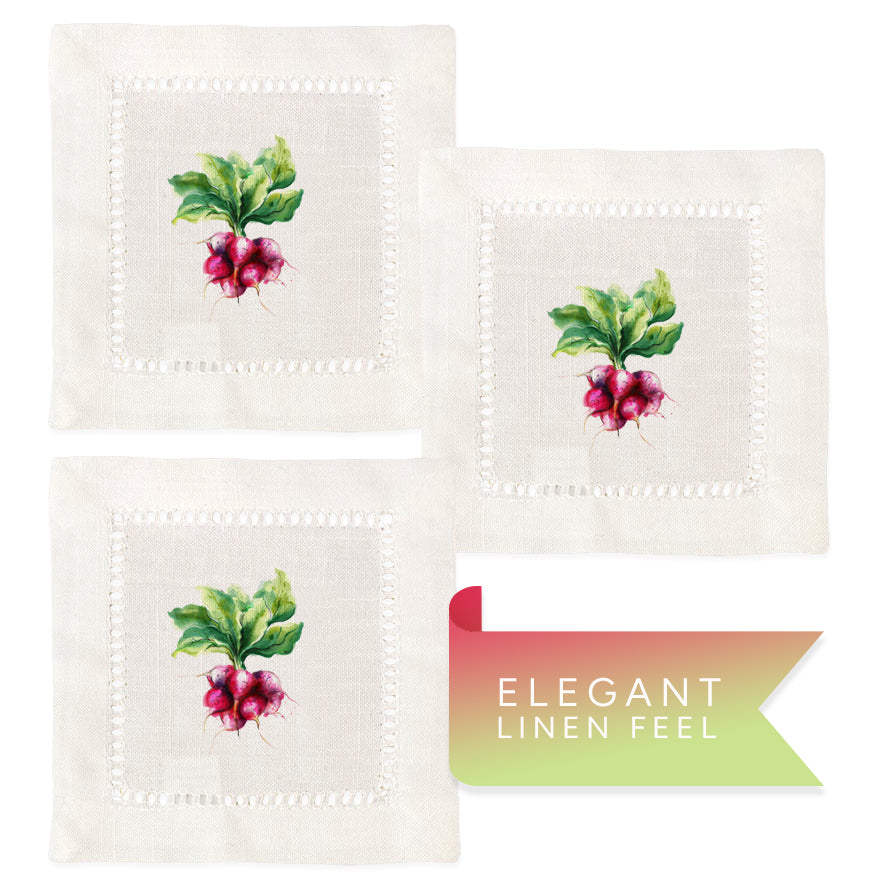 Watercolor Vegetables Hemstitch Napkins