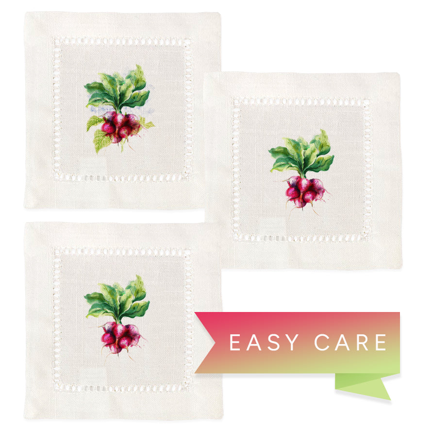Watercolor Vegetables Hemstitch Napkins