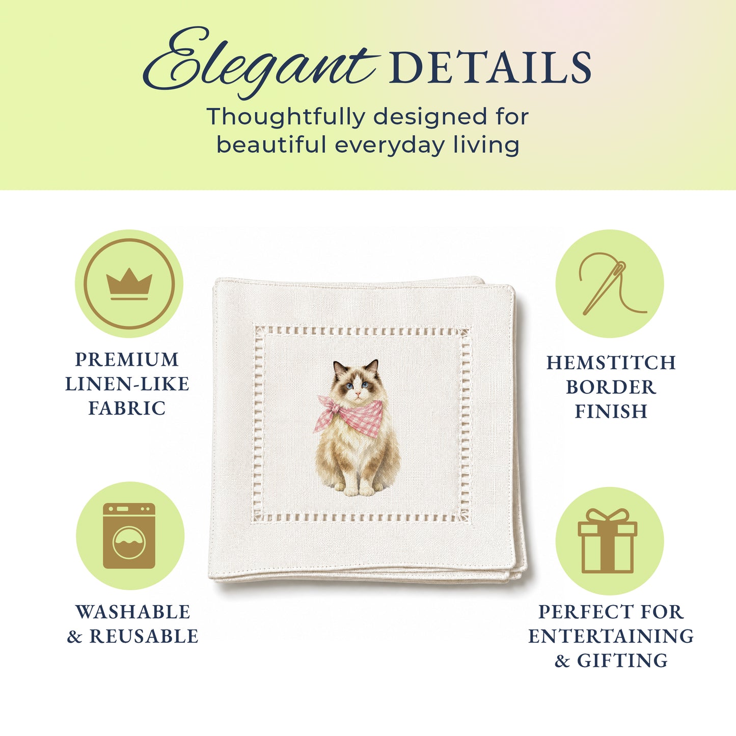 Pet Story Ragdoll Hemstitch Napkins