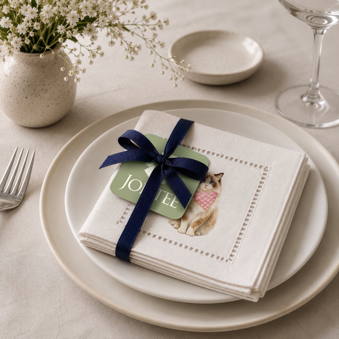 Pet Story Ragdoll Hemstitch Napkins