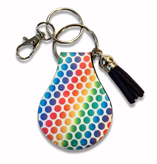 Jolitee Neoprene AirTag Compatible Case Keychain – Durable & Stylish Holder with Secure Ring and Clip, Compatible with Apple AirTag (Colorful Rainbow Dot)