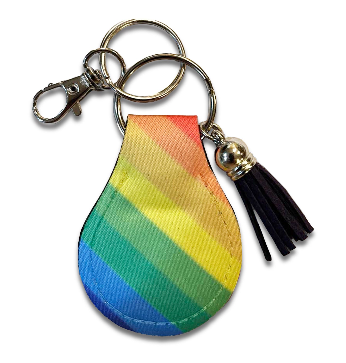 Jolitee Neoprene AirTag Compatible Case Keychain – Durable & Stylish Holder with Secure Ring and Clip, Compatible with Apple AirTag (Rainbow Stripe)