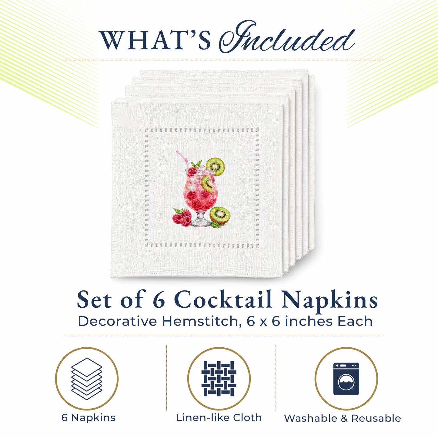 Starter Set Raspberry Fizz Hemstitch Napkins