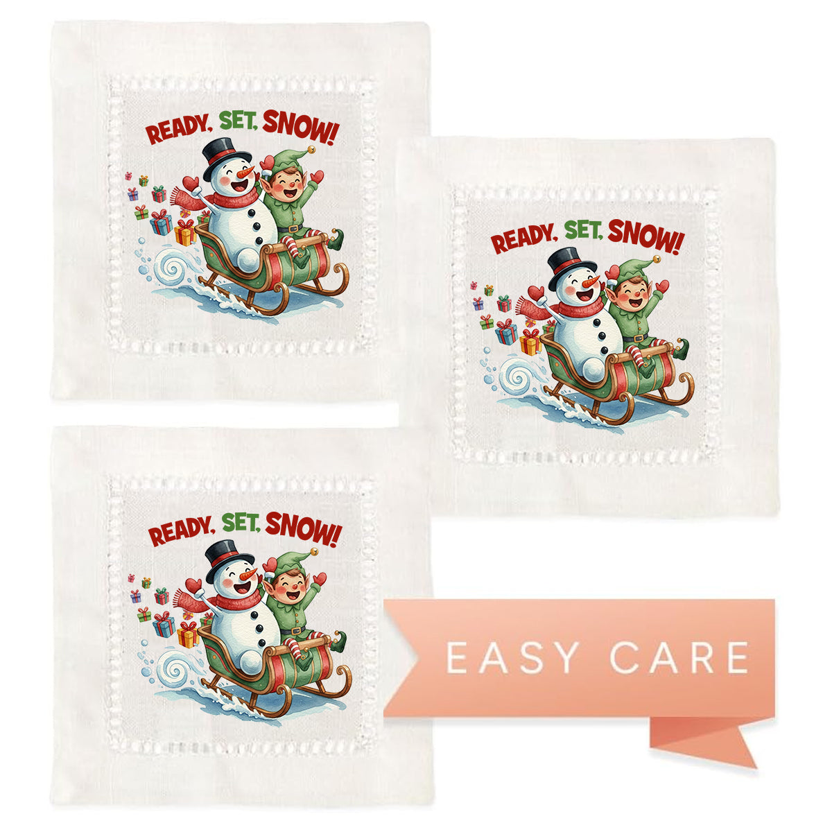 Ready Set Snow Hemstitch Napkins