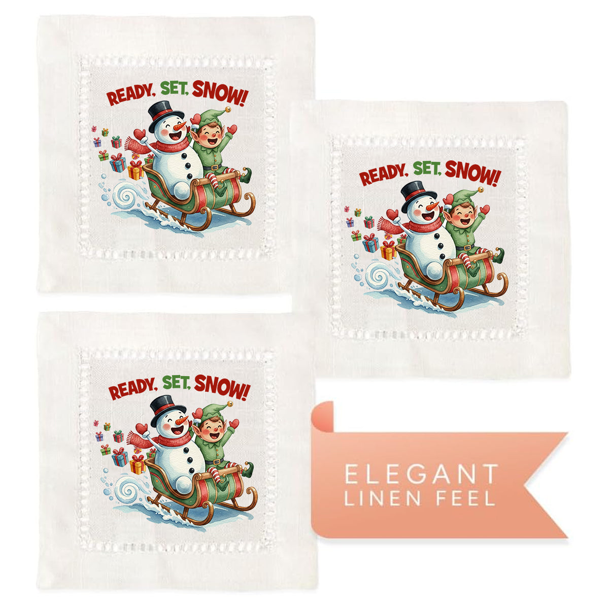 Ready Set Snow Hemstitch Napkins