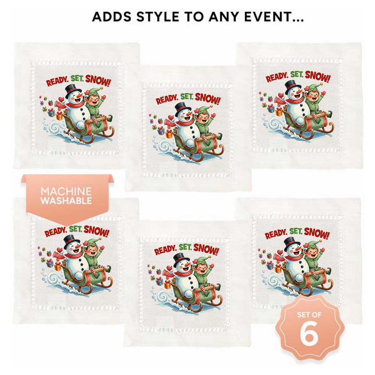 Ready Set Snow Hemstitch Napkins