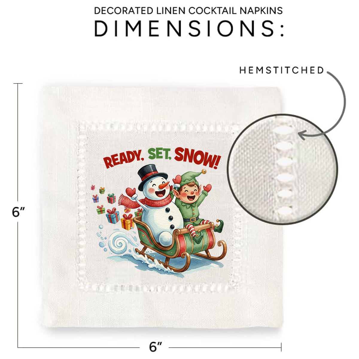 Ready Set Snow Hemstitch Napkins