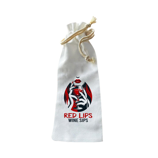 Bottle Bags - Red Lips Wine Sips