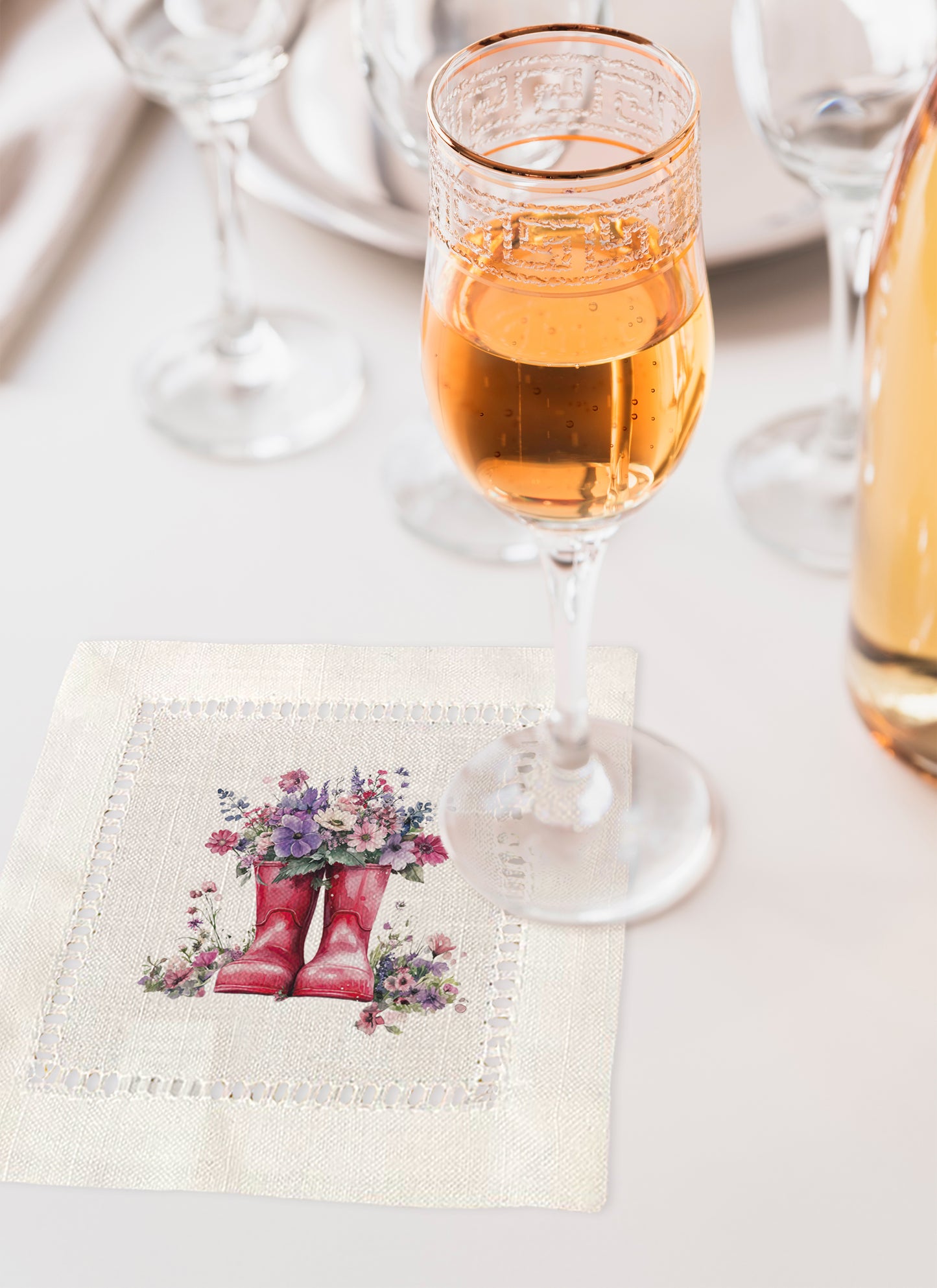 Red Garden Boots Hemstitch Napkins