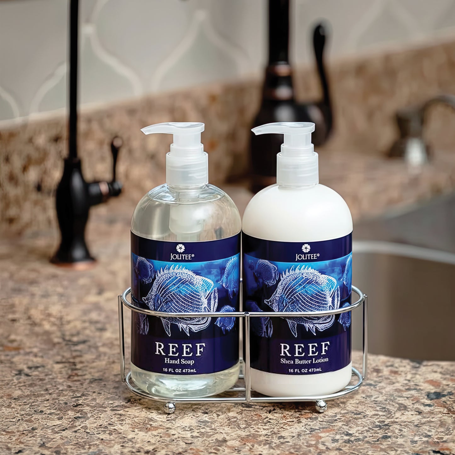 Reef Luxury Shea and Cocoa Butter with Sea Kelp Extract (Soap and Lotion Set in Caddy)