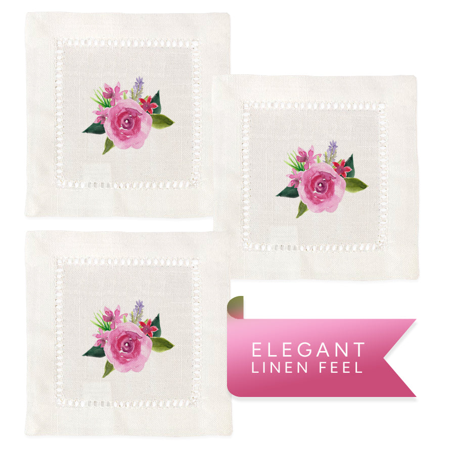 Spring Flowers Hemstitch Napkins