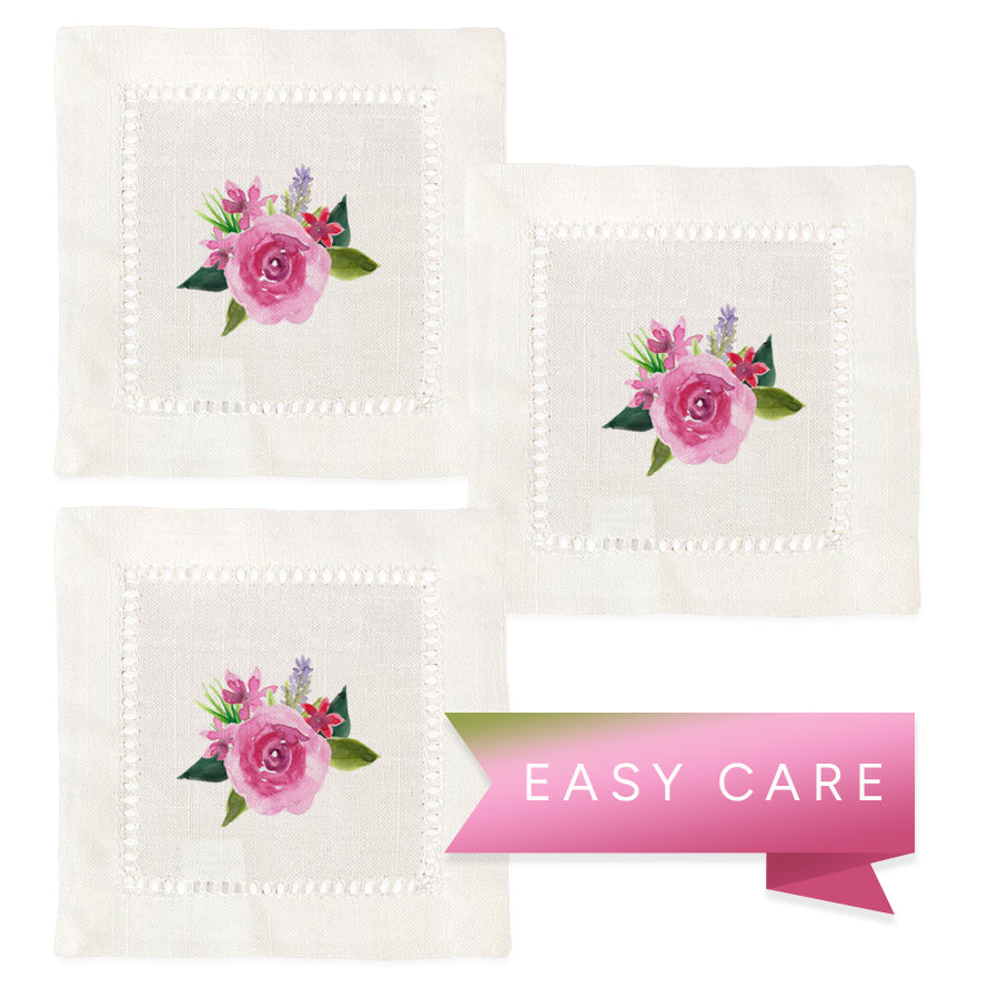 Spring Flowers Hemstitch Napkins