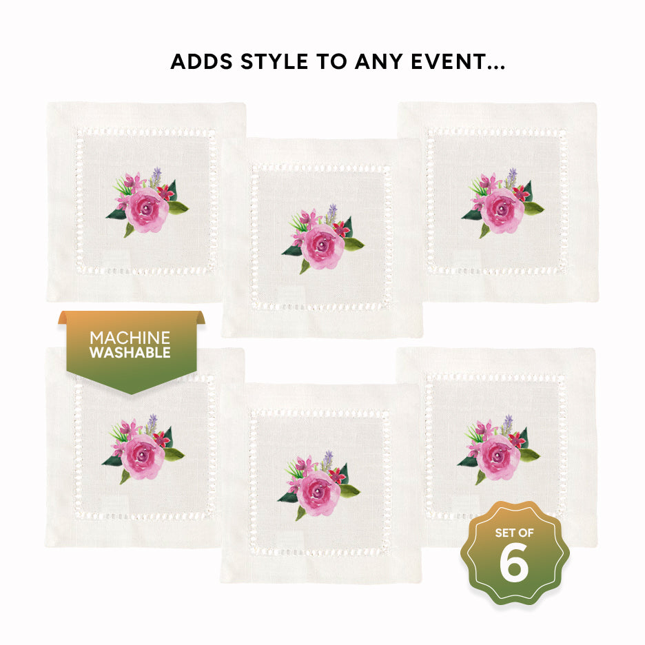 Spring Flowers Hemstitch Napkins