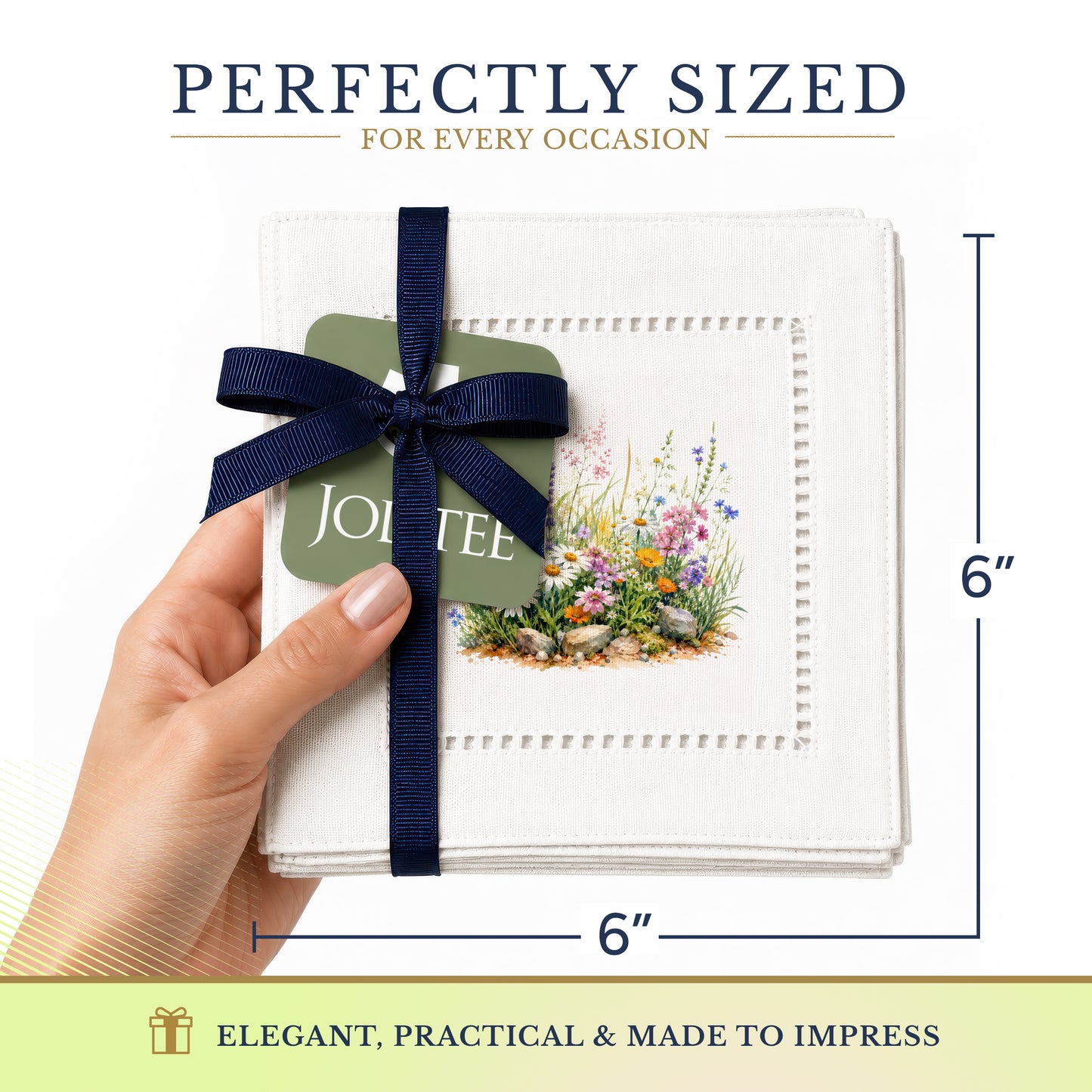 Garden Rustic Wildflowers Hemstitch Napkins