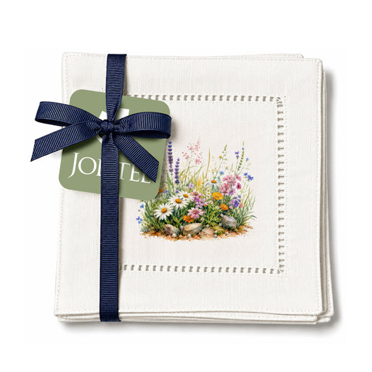 Garden Rustic Wildflowers Hemstitch Napkins