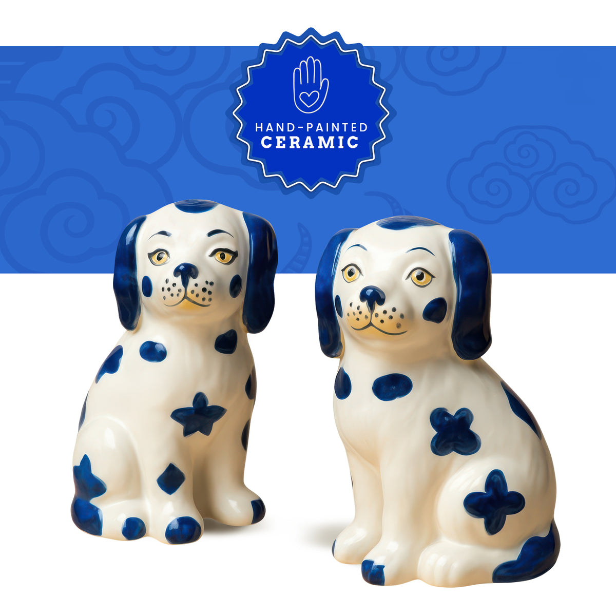 Staffordshire Dogs Chinoiserie Salt Pepper Shakers Set