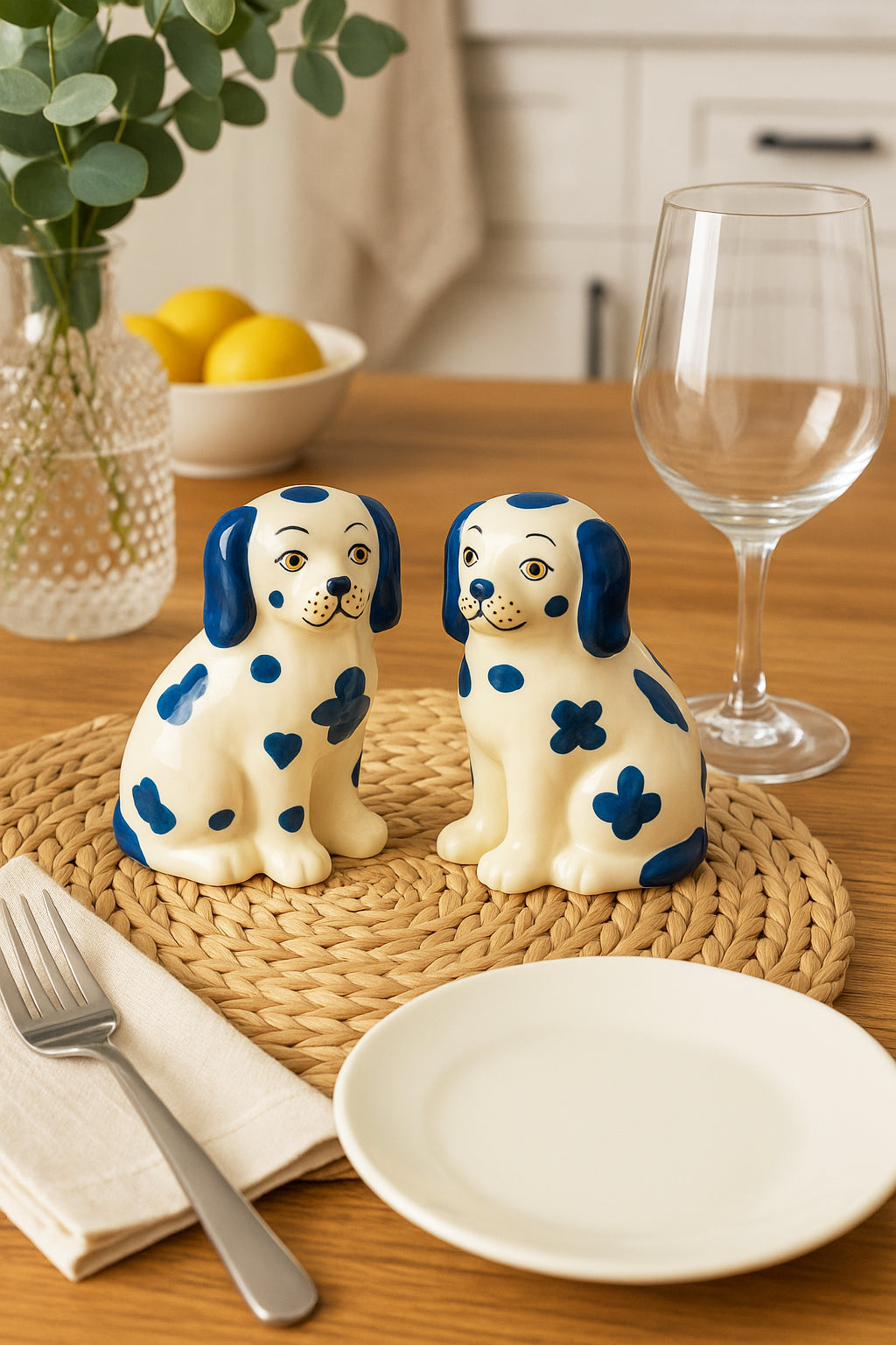 Staffordshire Dogs Chinoiserie Salt Pepper Shakers Set