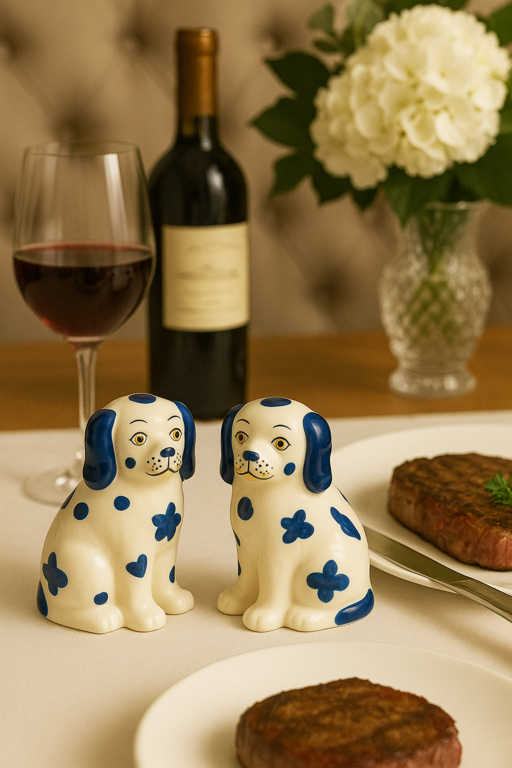 Staffordshire Dogs Chinoiserie Salt Pepper Shakers Set