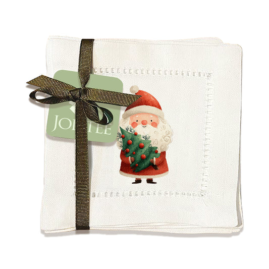 Santa Christmas Tree Hemstitch Napkins