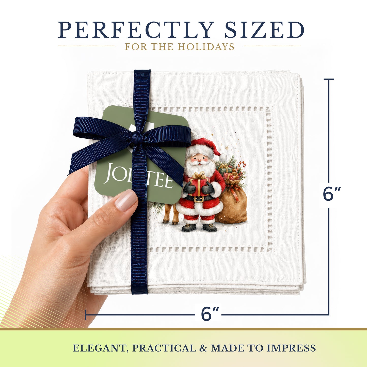 Holiday Hostess Santa Gift Hemstitch Napkins
