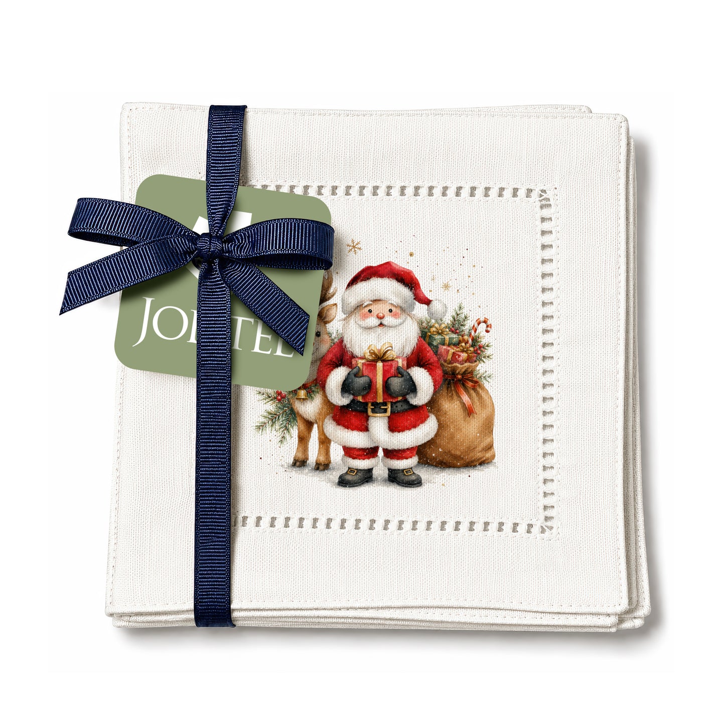 Holiday Hostess Santa Gift Hemstitch Napkins