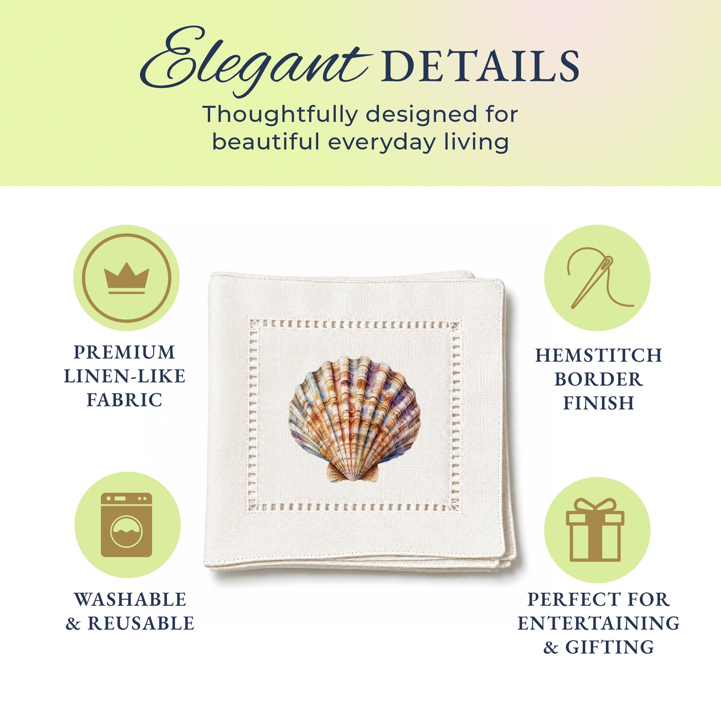 Scallop Shell Hemstitch Napkins