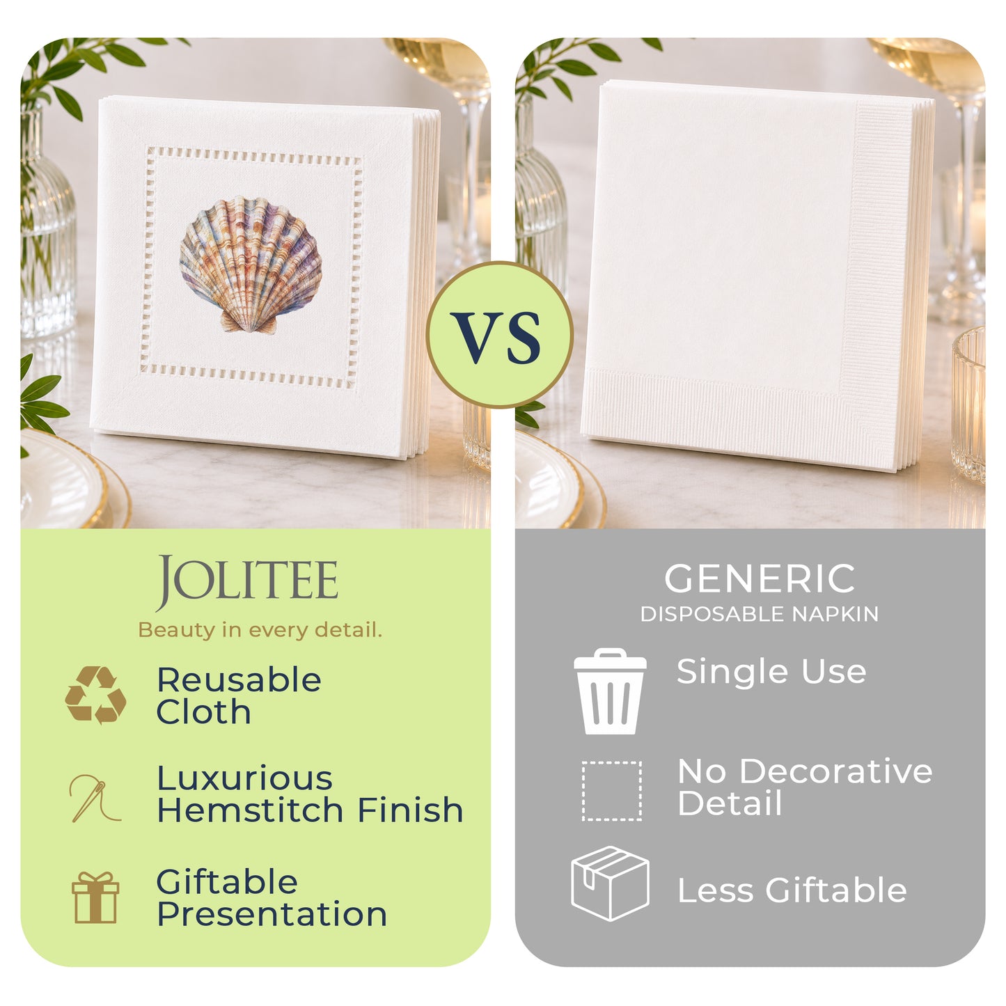 Scallop Shell Hemstitch Napkins