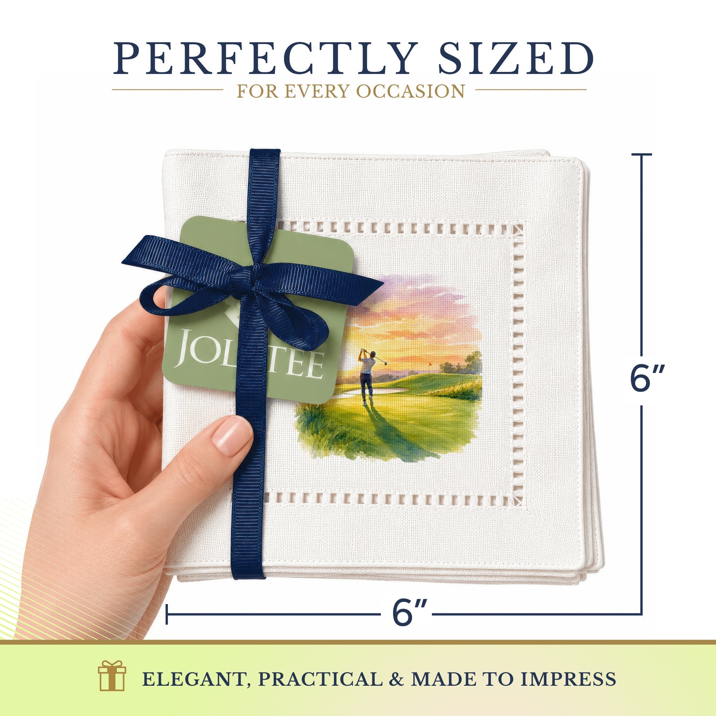 Serene Golfer Hemstitch Napkins