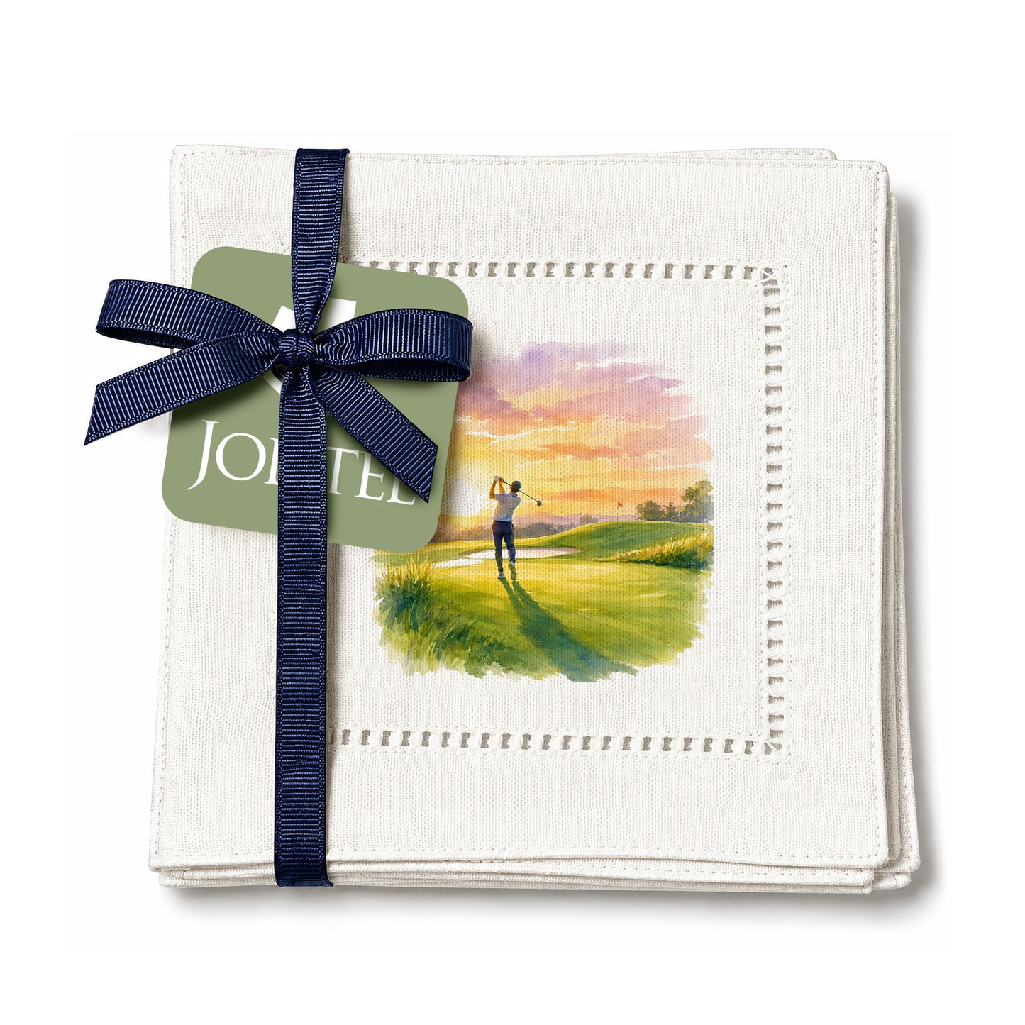 Serene Golfer Hemstitch Napkins