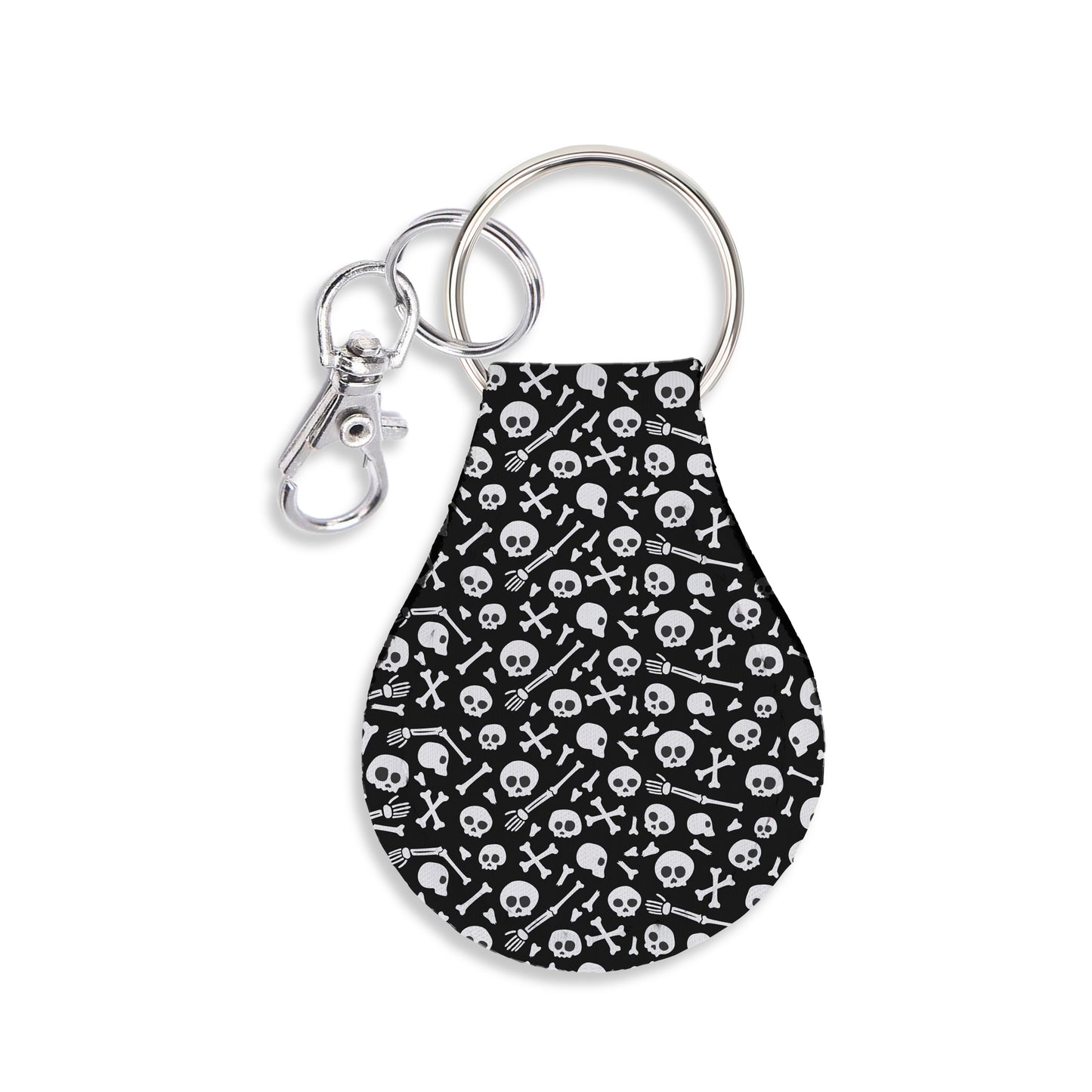 Jolitee Neoprene AirTag Compatible Case Keychain – Durable & Stylish Holder with Secure Ring and Clip, Compatible with Apple AirTag (Skull Pattern)