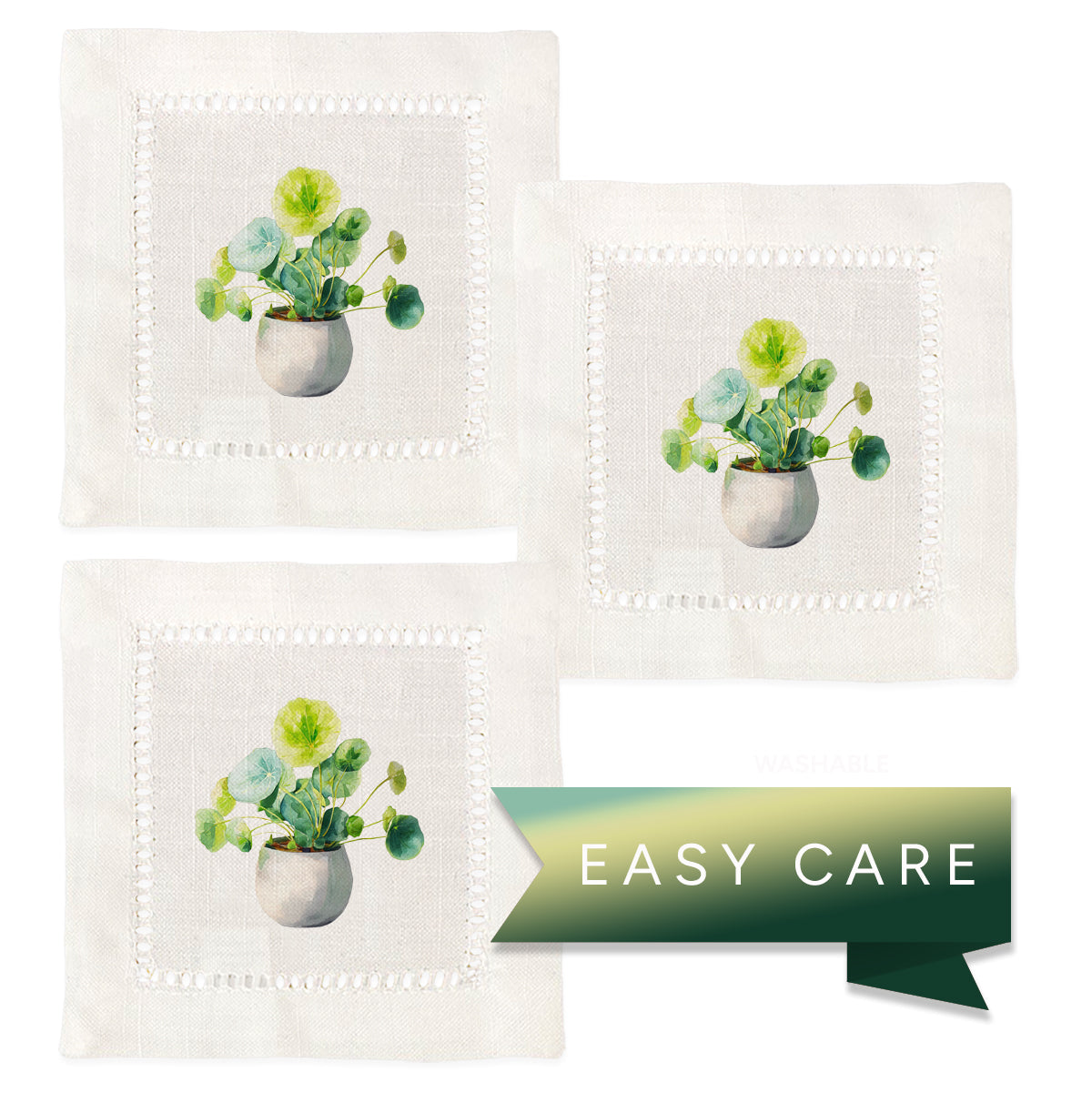Spade Leaf Hemstitch Napkins