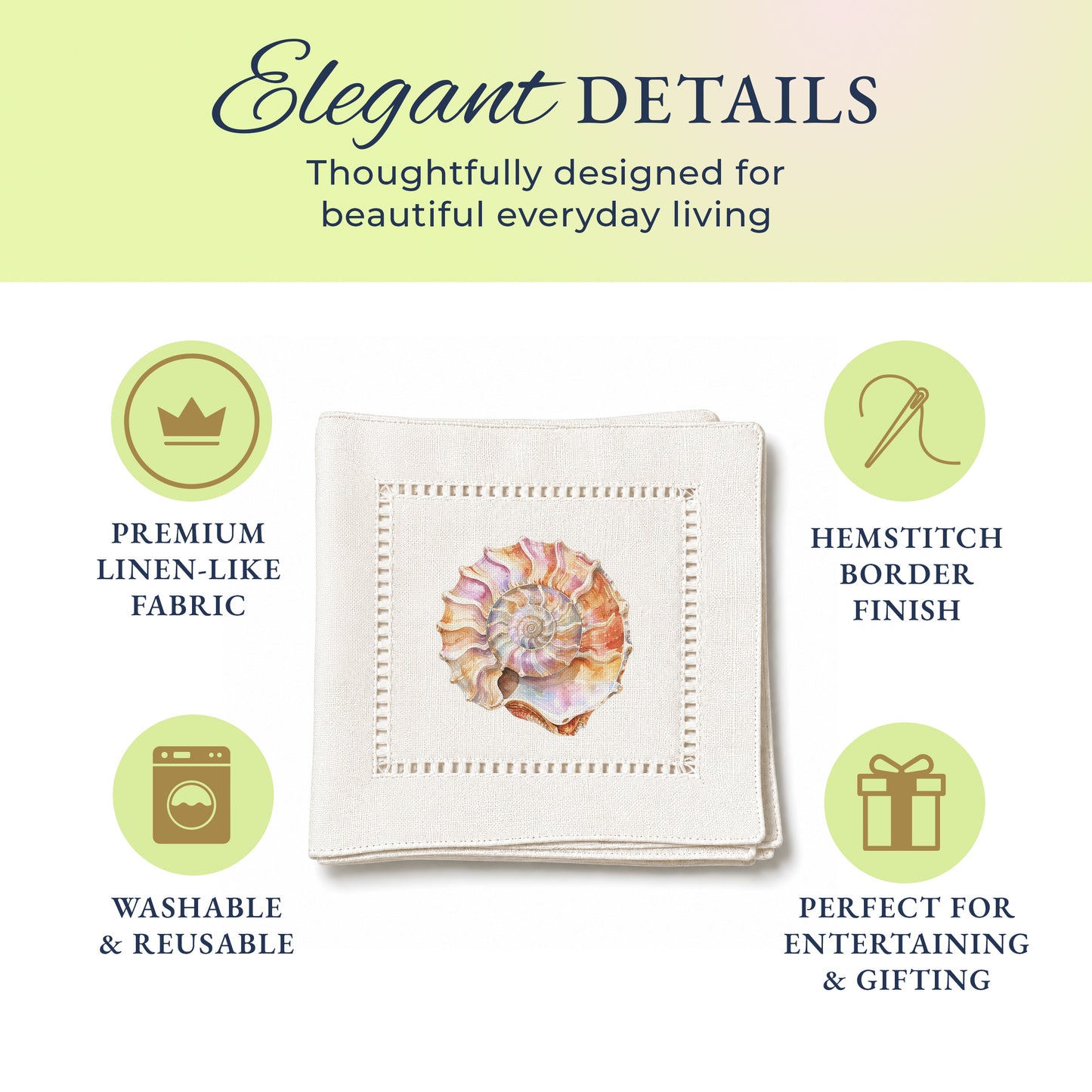 Spiral Shell Hemstitch Napkins