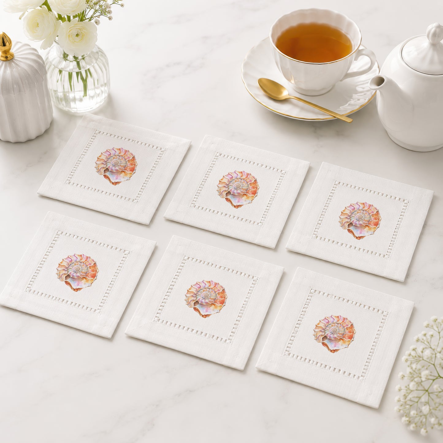 Spiral Shell Hemstitch Napkins