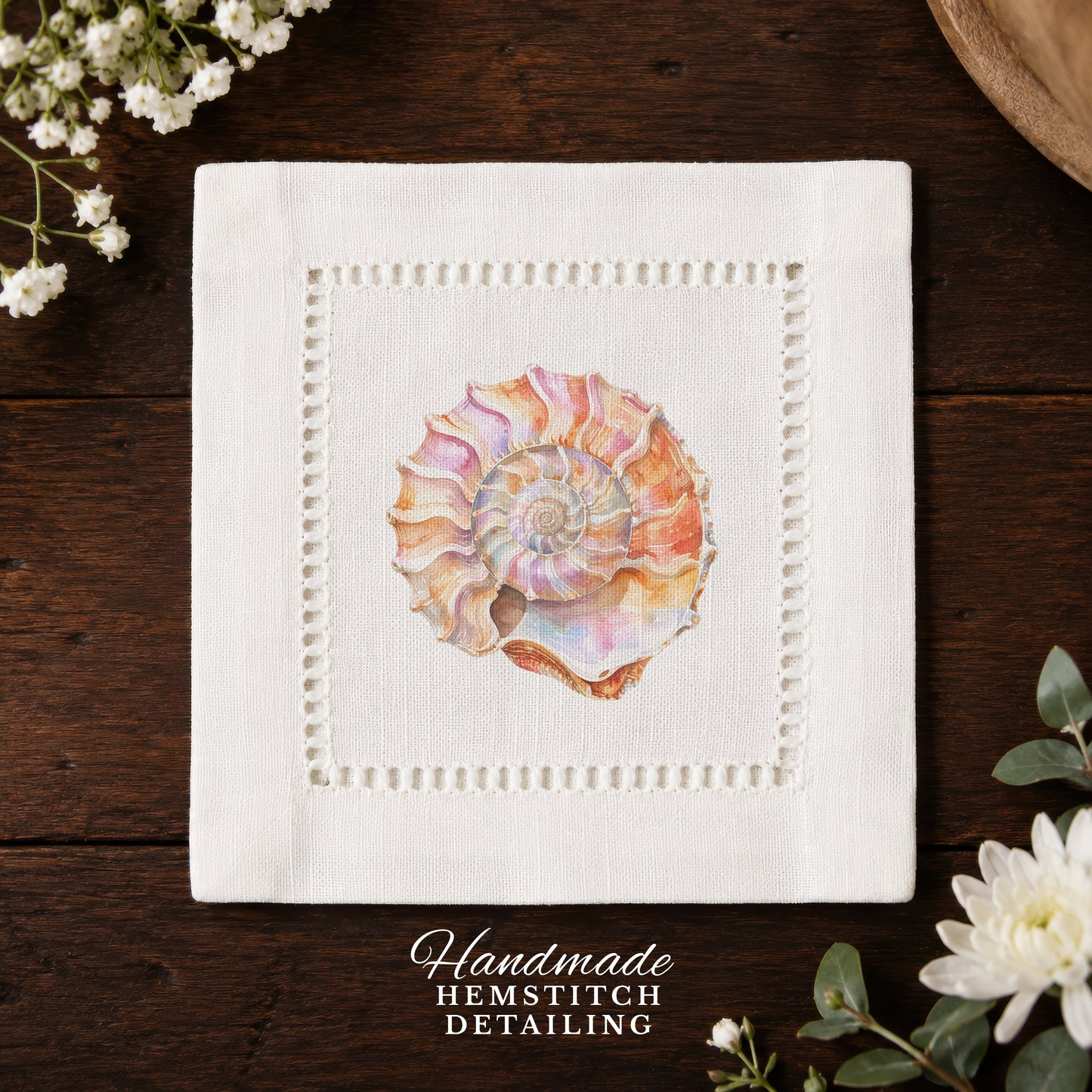 Spiral Shell Hemstitch Napkins