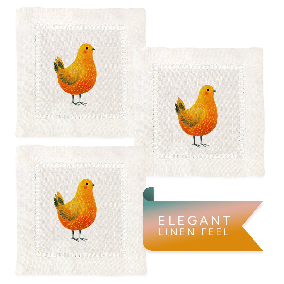 Spring Chicken Hemstitch Napkins