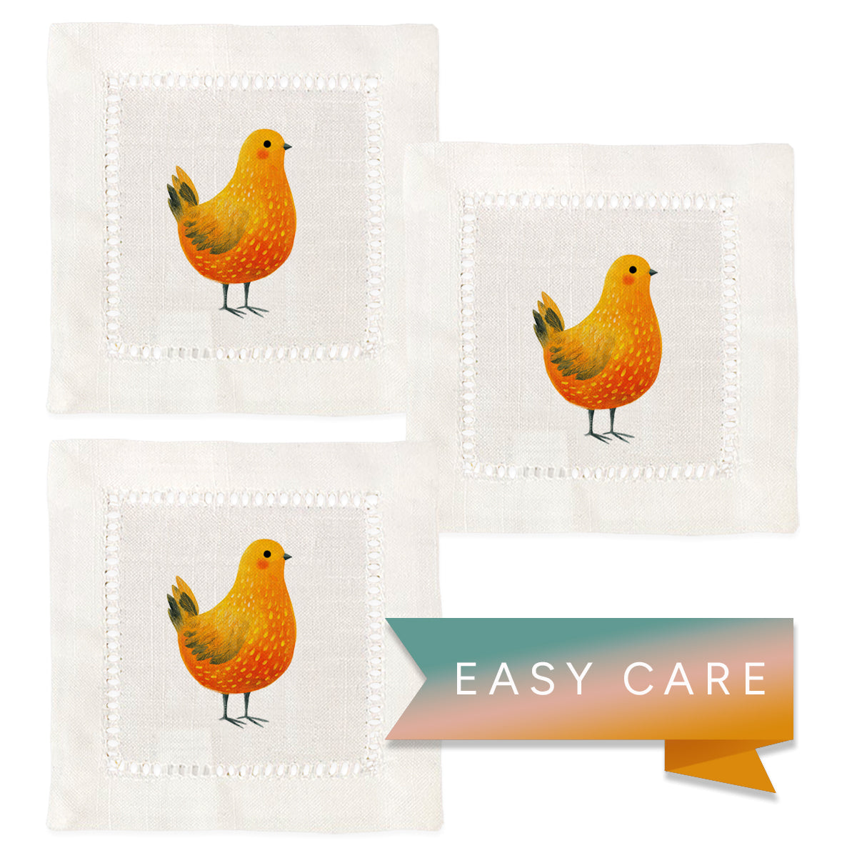 Spring Chicken Hemstitch Napkins