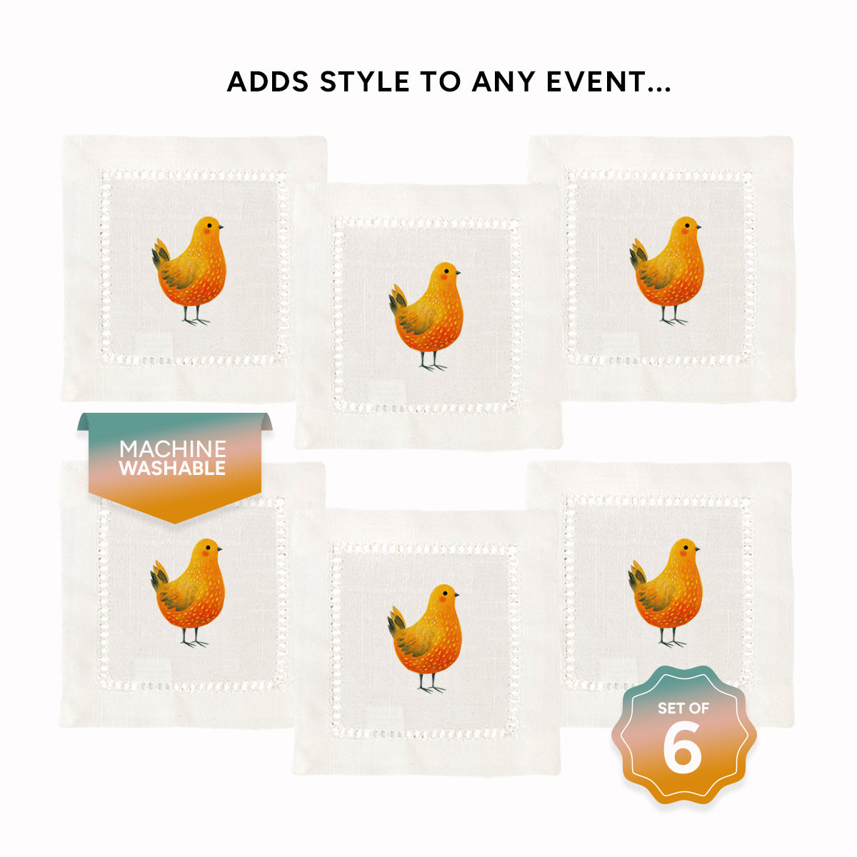 Spring Chicken Hemstitch Napkins