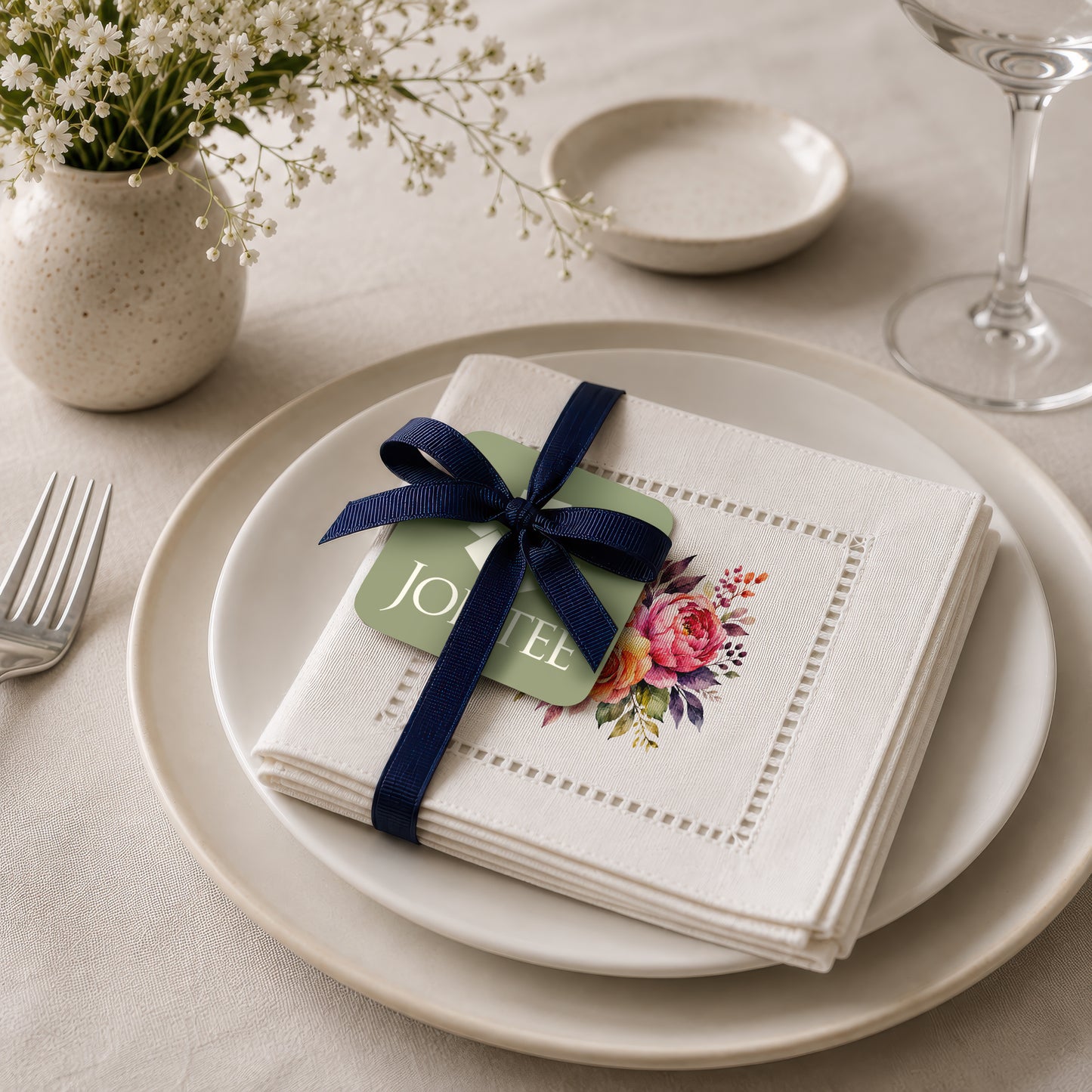 Starter Set Flowers Hemstitch Napkiins
