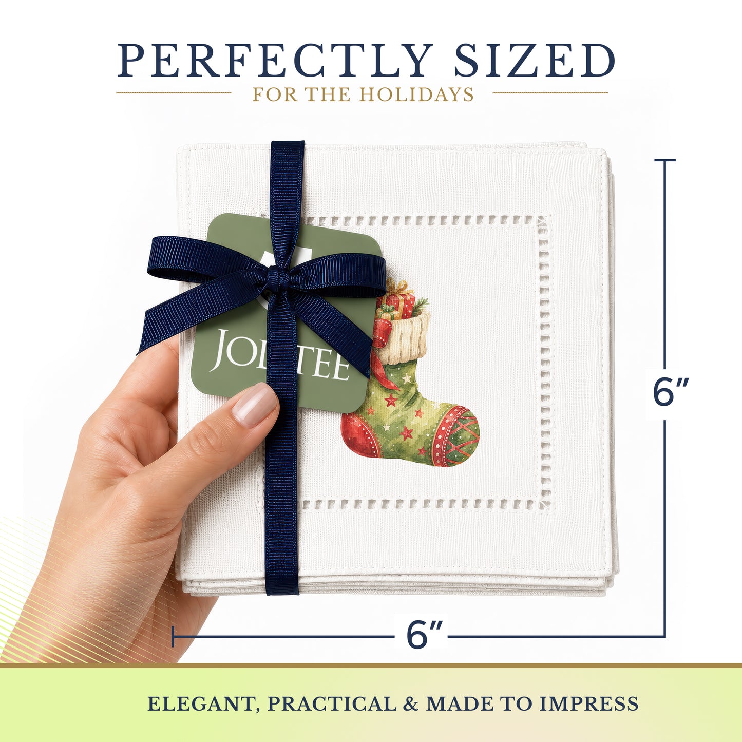 Holiday Hostess Stocking Hemstitch Napkins