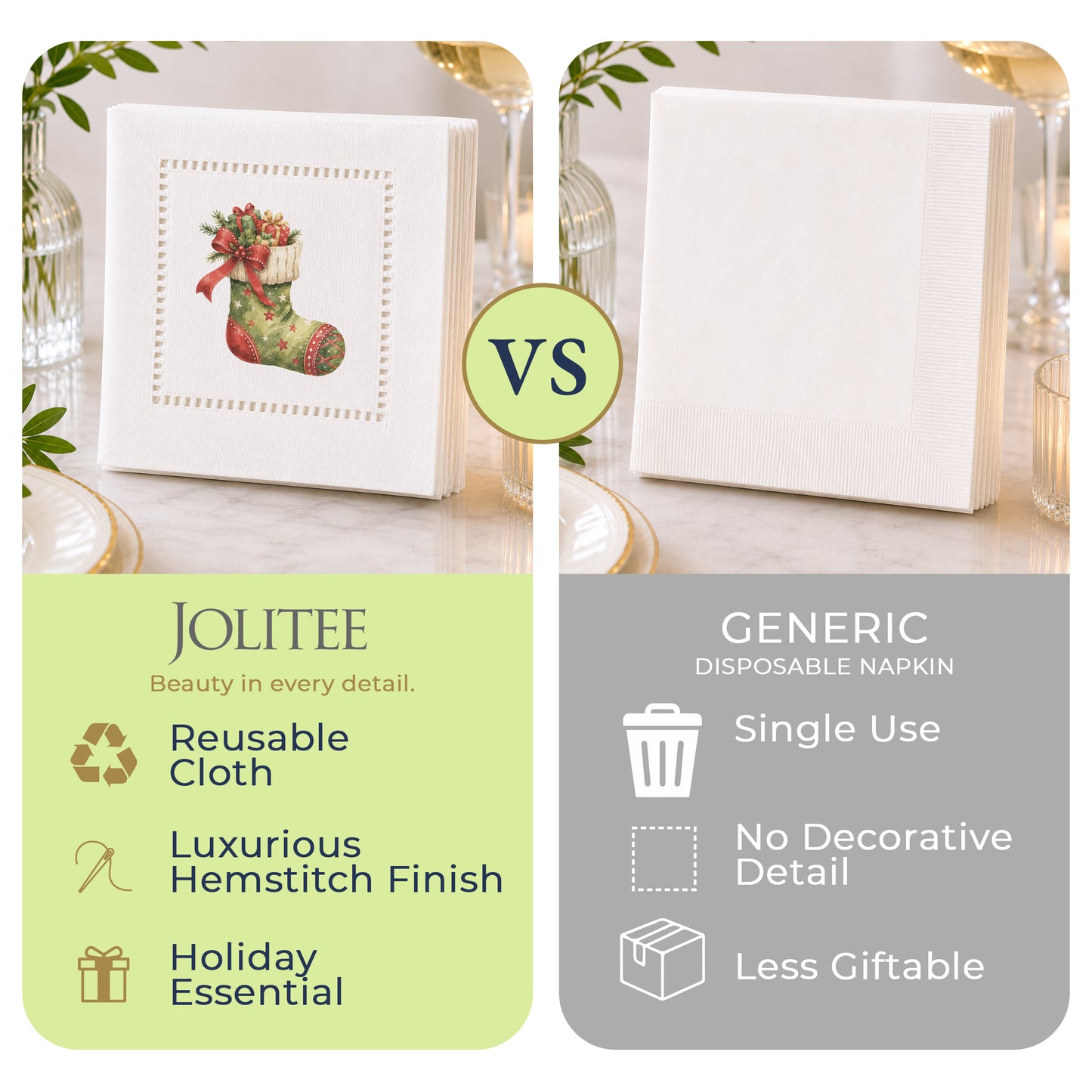 Holiday Hostess Stocking Hemstitch Napkins