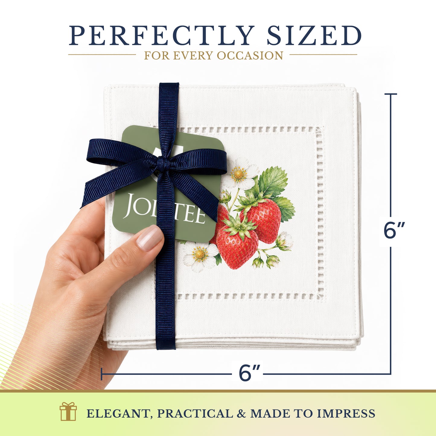 Harvest Table Strawberries Hemstitch Napkins