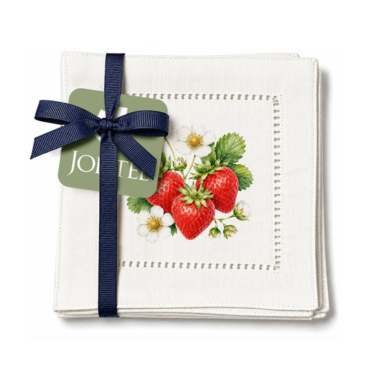 Harvest Table Strawberries Hemstitch Napkins