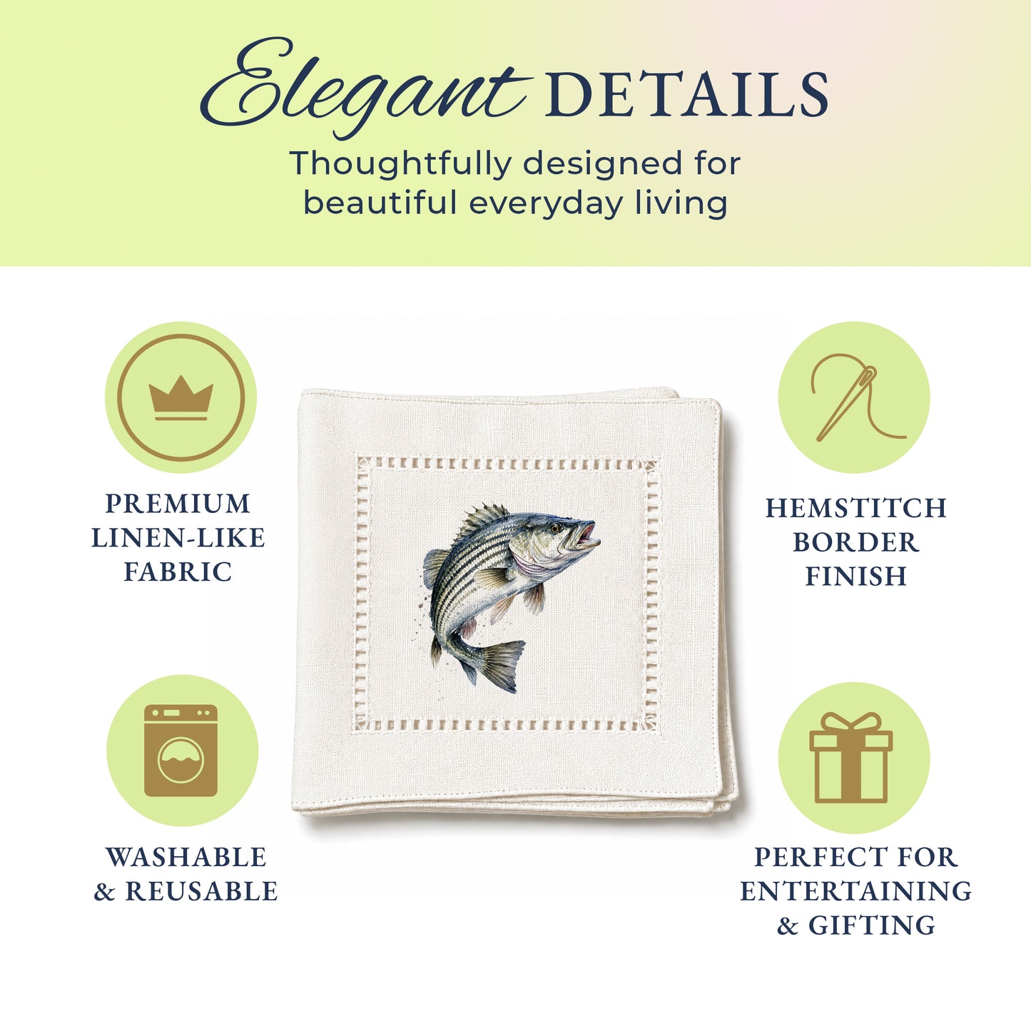 Striped Bass Hemstitch Napkins