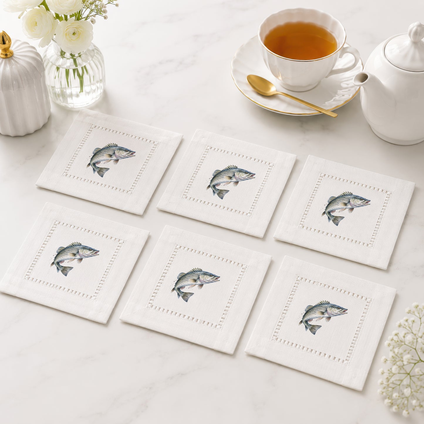 Striped Bass Hemstitch Napkins