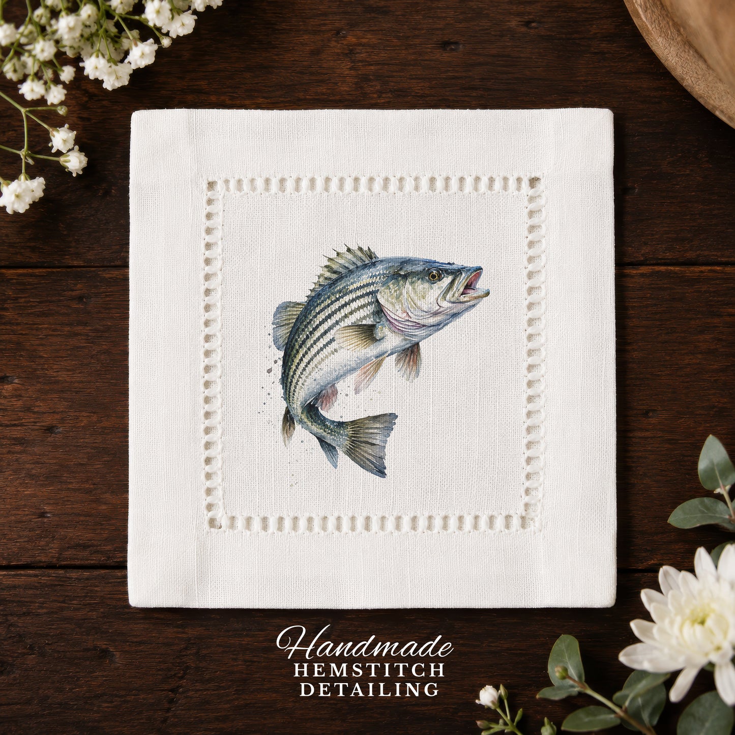 Striped Bass Hemstitch Napkins