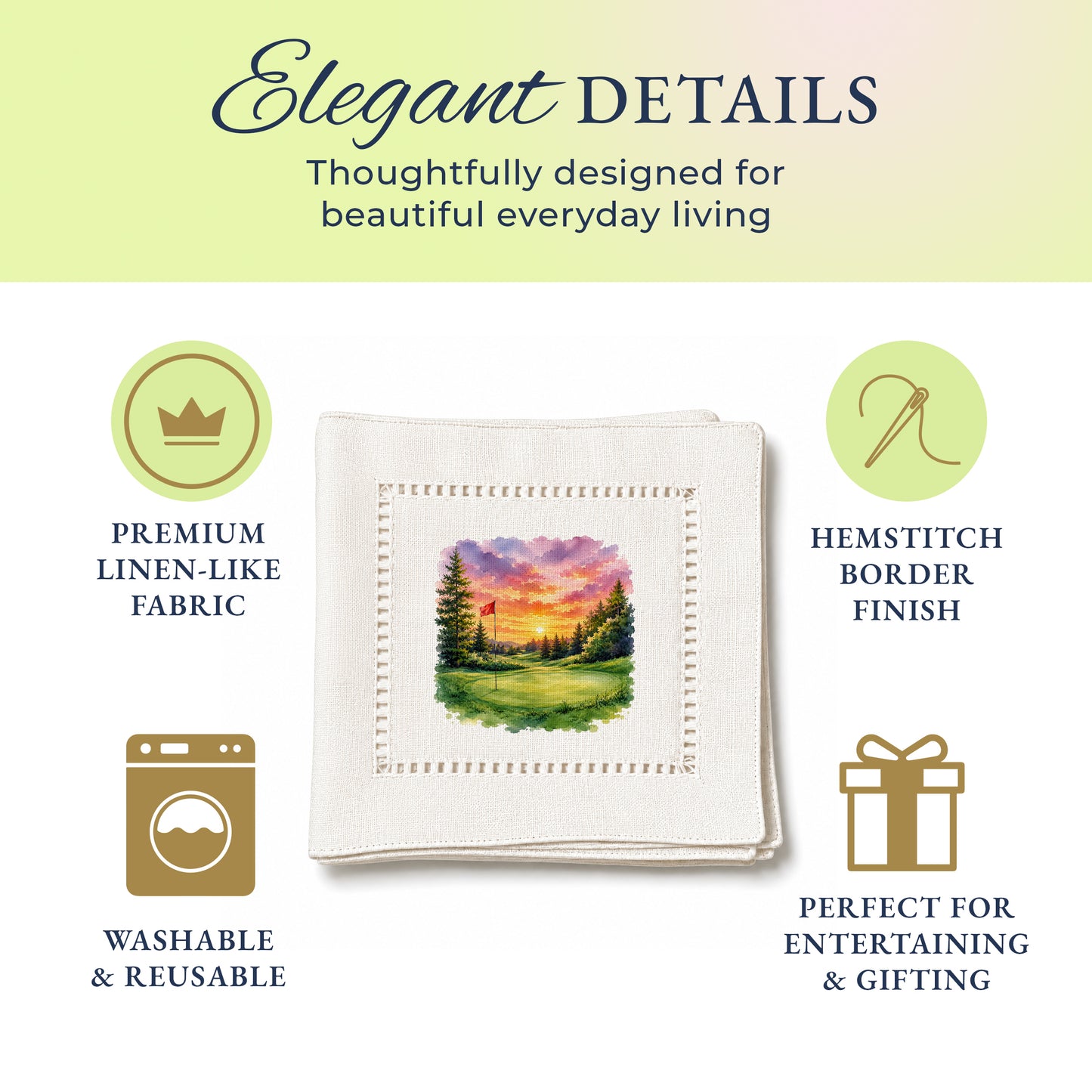 Sunset Golf Hemstitch Napkins