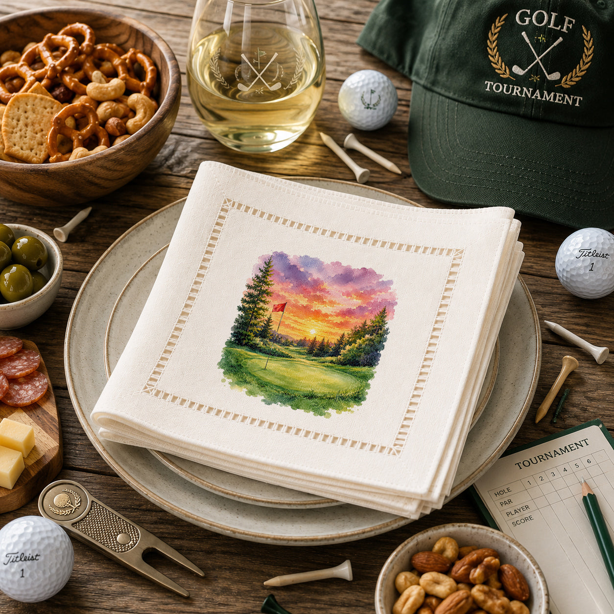 Sunset Golf Hemstitch Napkins