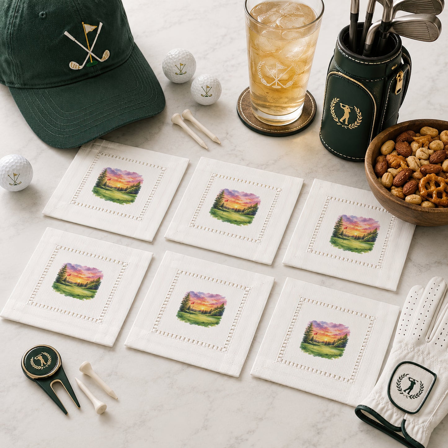 Sunset Golf Hemstitch Napkins