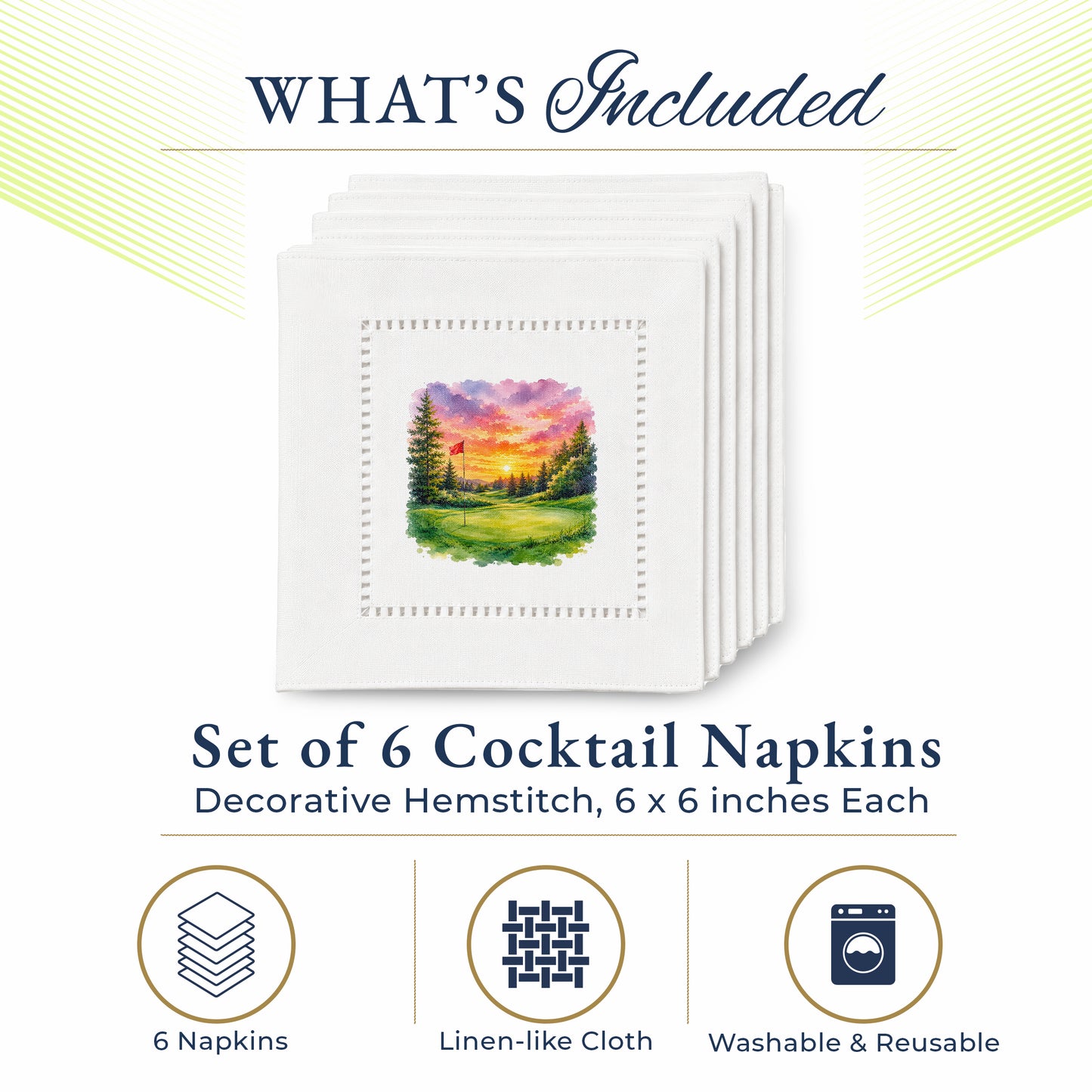 Sunset Golf Hemstitch Napkins